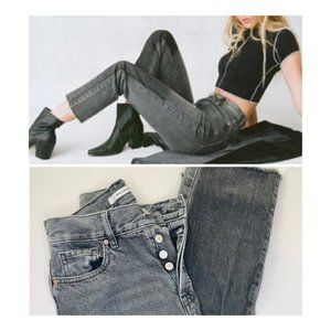 PacSun Eco Black Two-Tone High Waisted Straight Leg Jeans - Size 24